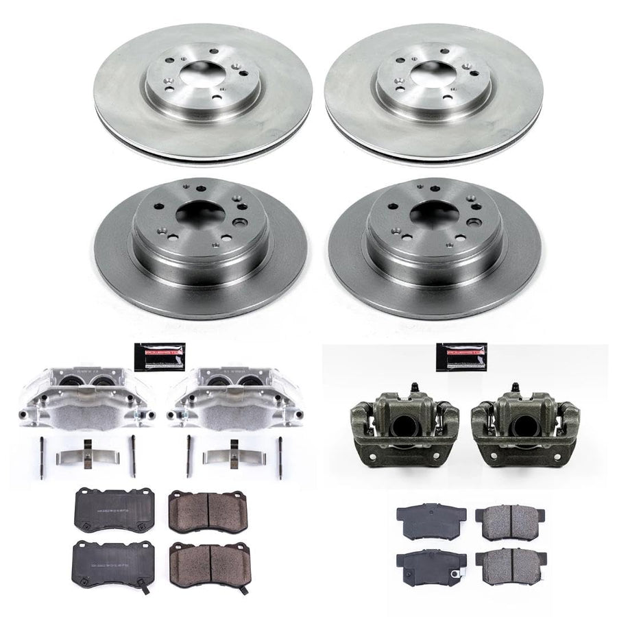 Power Stop Autospecialty KCOE2718 Front & Rear Caliper Brake Kit- Brake Rotors, Ceramic Brake Pads and Brake Calipers For Acura TL 2004-2008 [Model Specific]