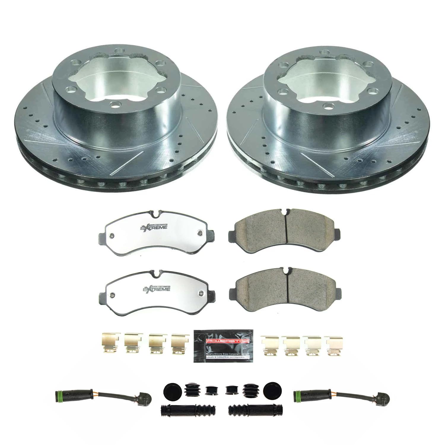 Power Stop K8431-36 Rear Carbon-Fiber Ceramic Brake Pad with Drilled and Slotted Rotor Kit Z36 Truck and Tow