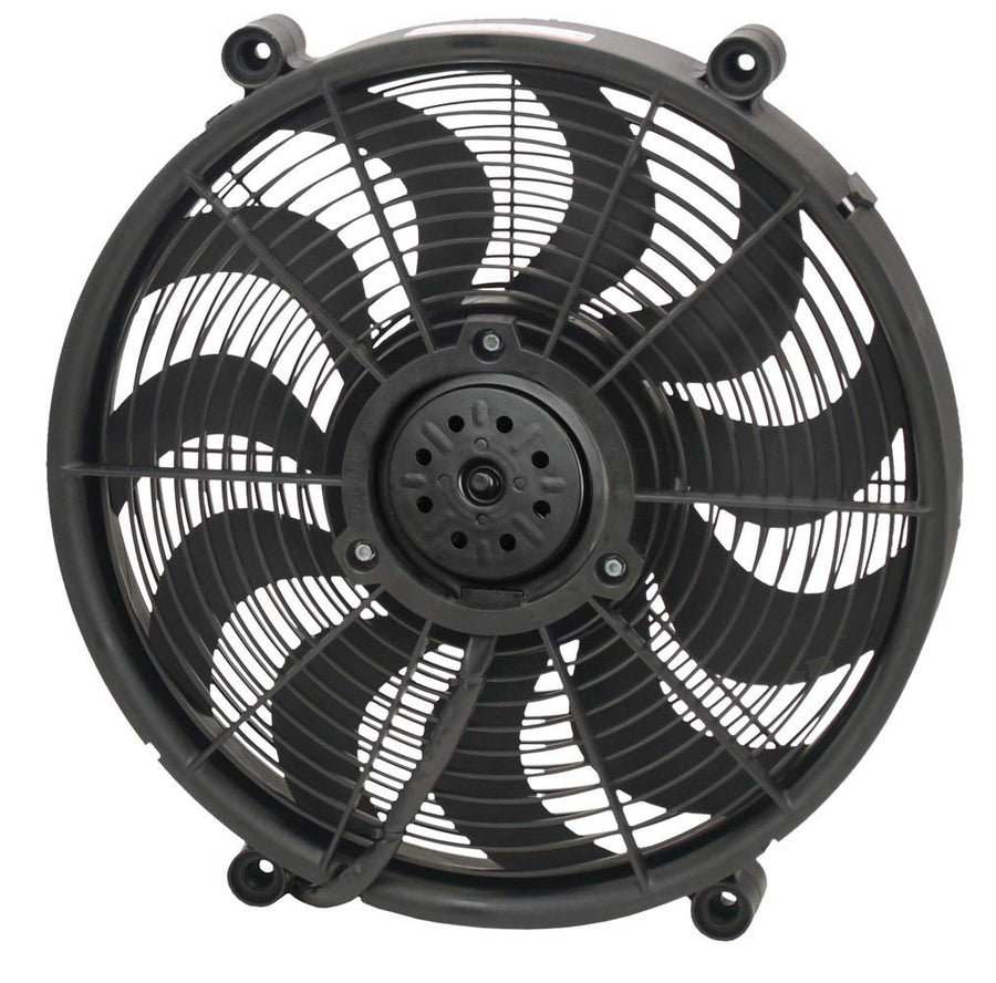 DERALE 17 in Electric Cooling Fan, Push/Pull, 2400 CFM, 12V, Curve Blade, 16.875 x 16.875 in, 2.625 in Thick, Plastic, Each