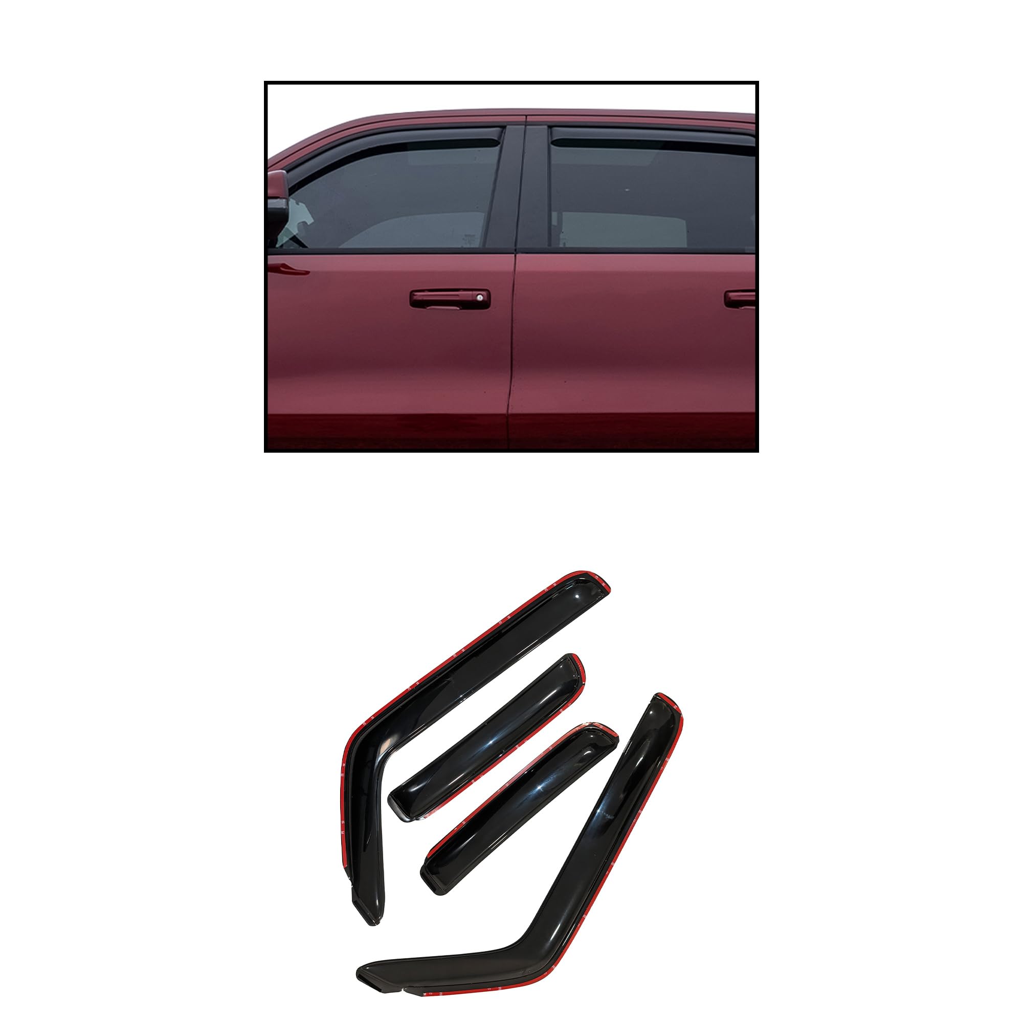Off Road Black Horse [BHOR] in Channel Rain Guards/Wind Deflectors Compatible with 2013-2018 Nissan Pathfinder Smoke 4 PCs - 141531-IN
