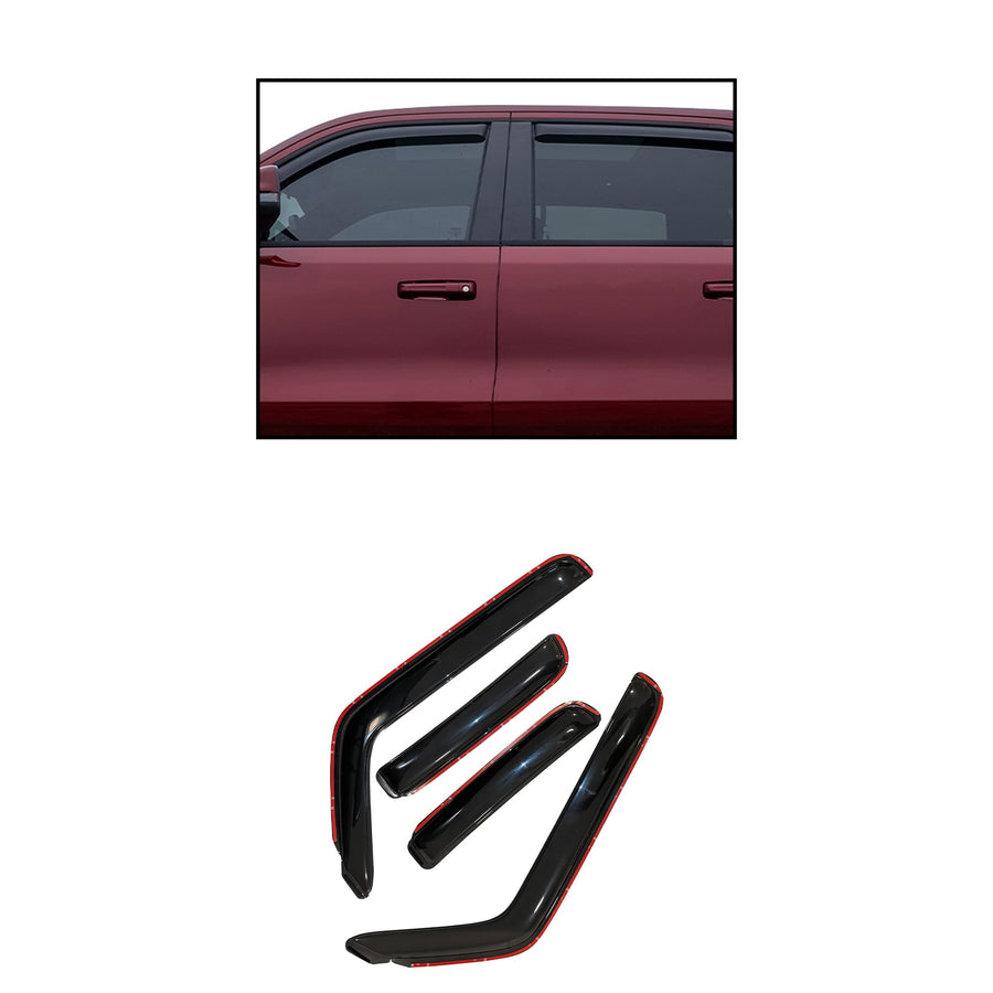 Off Road Black Horse [BHOR] in Channel Rain Guards/Wind Deflectors Compatible with 2013-2018 Nissan Pathfinder Smoke 4 PCs - 141531-IN