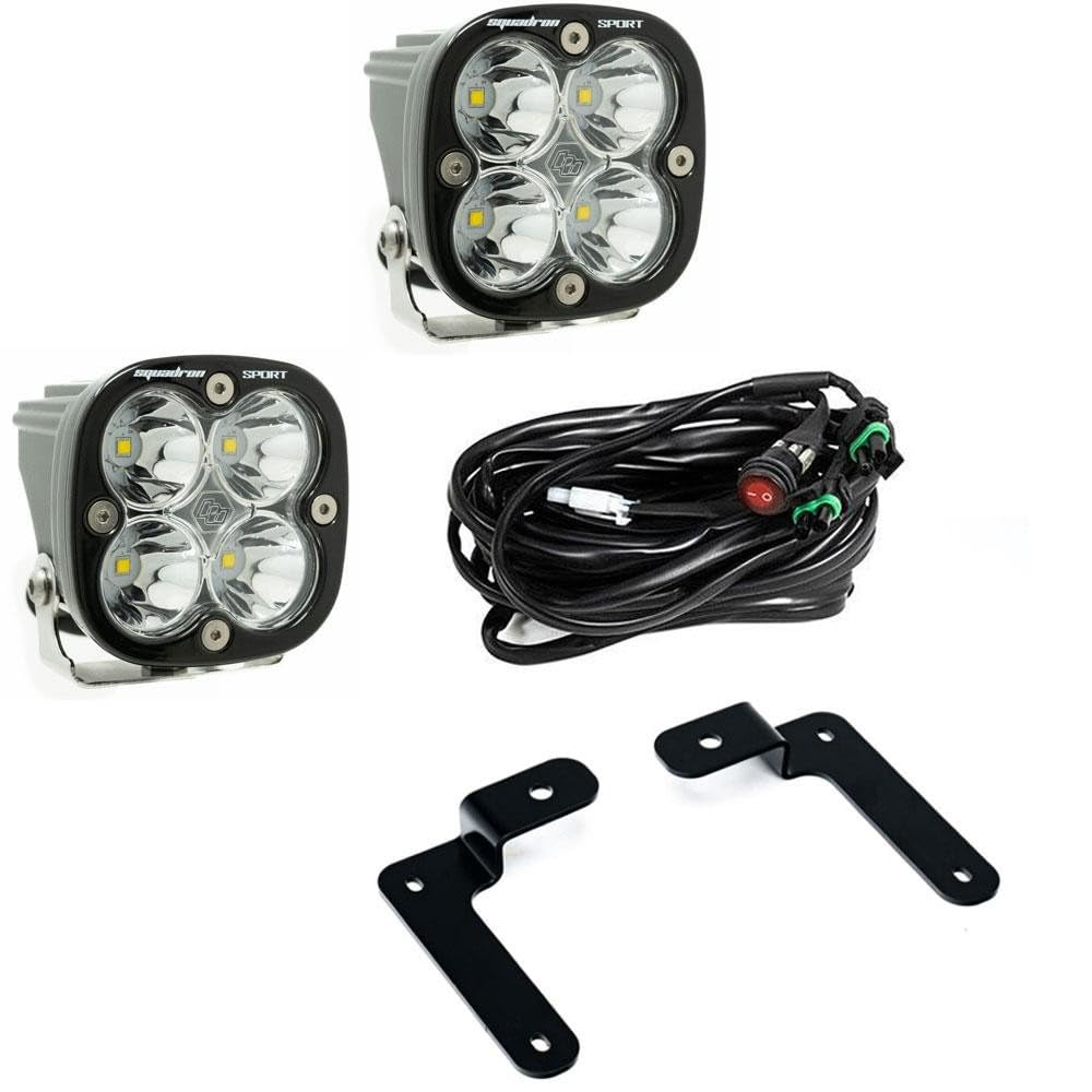 Baja Designs A-Pillar Light Kit Squadron Sport LED for Chevy Silverado 1500/Colorado, GMC Sierra 1500/Canyon - 2 PCS LED with Wiring Harness