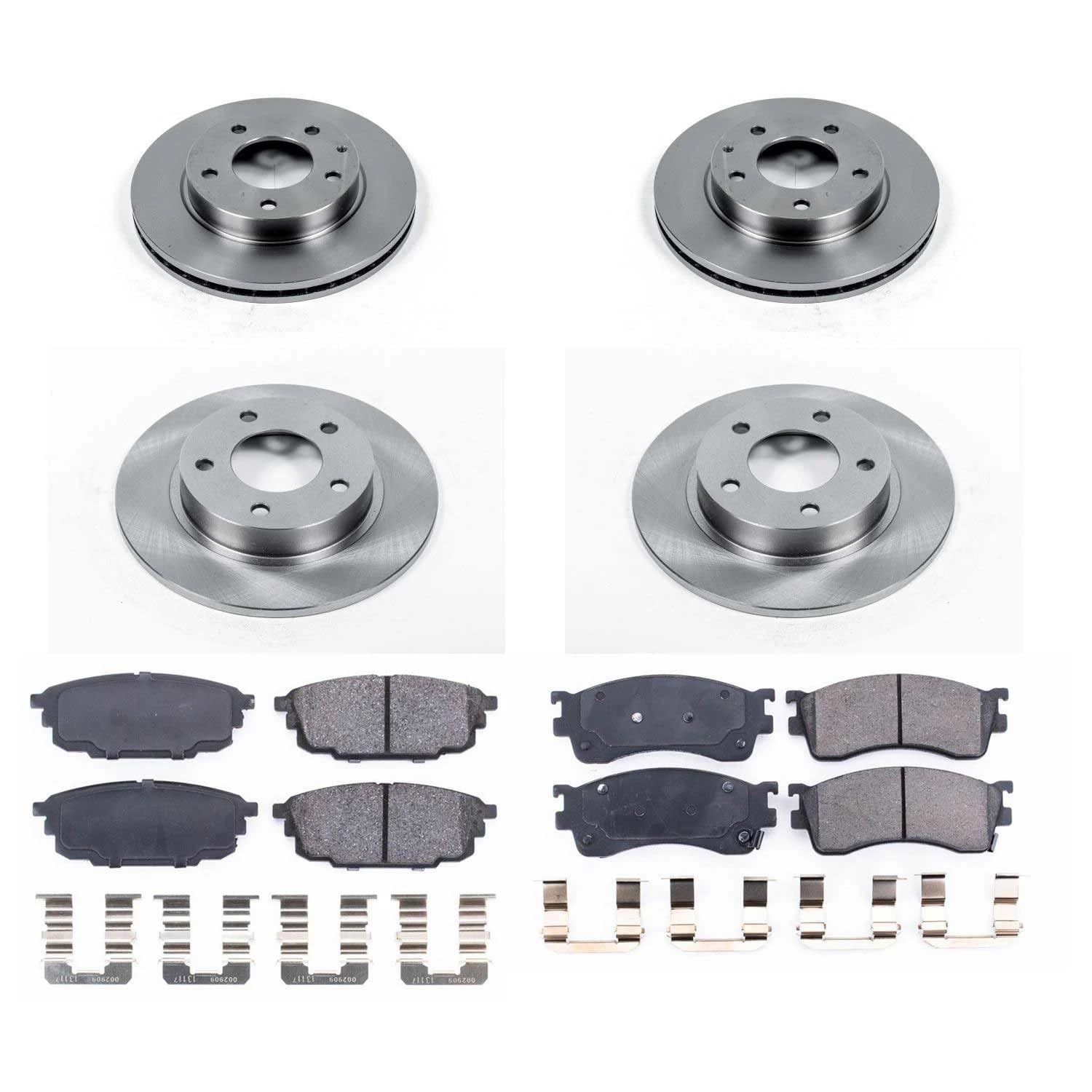 POWERSTOP Autospecialty KOE789 Front and Rear Replacement Brake Kit-OE Brake Rotors & Ceramic Brake Pads For Mazda Protege 2001-2003, Mazda Protege5 2002-2003 [Model Specific]