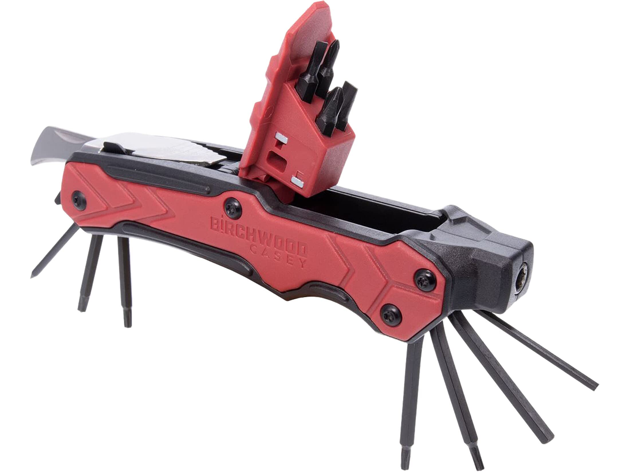 Birchwood Casey Multi-Tool Universal Gun | Durable Versatile Compact Portable Gunsmithing 14-in-1 Tool | Bits, Bit Driver, Multiple Wrenches, Knife & Pin Punch Included
