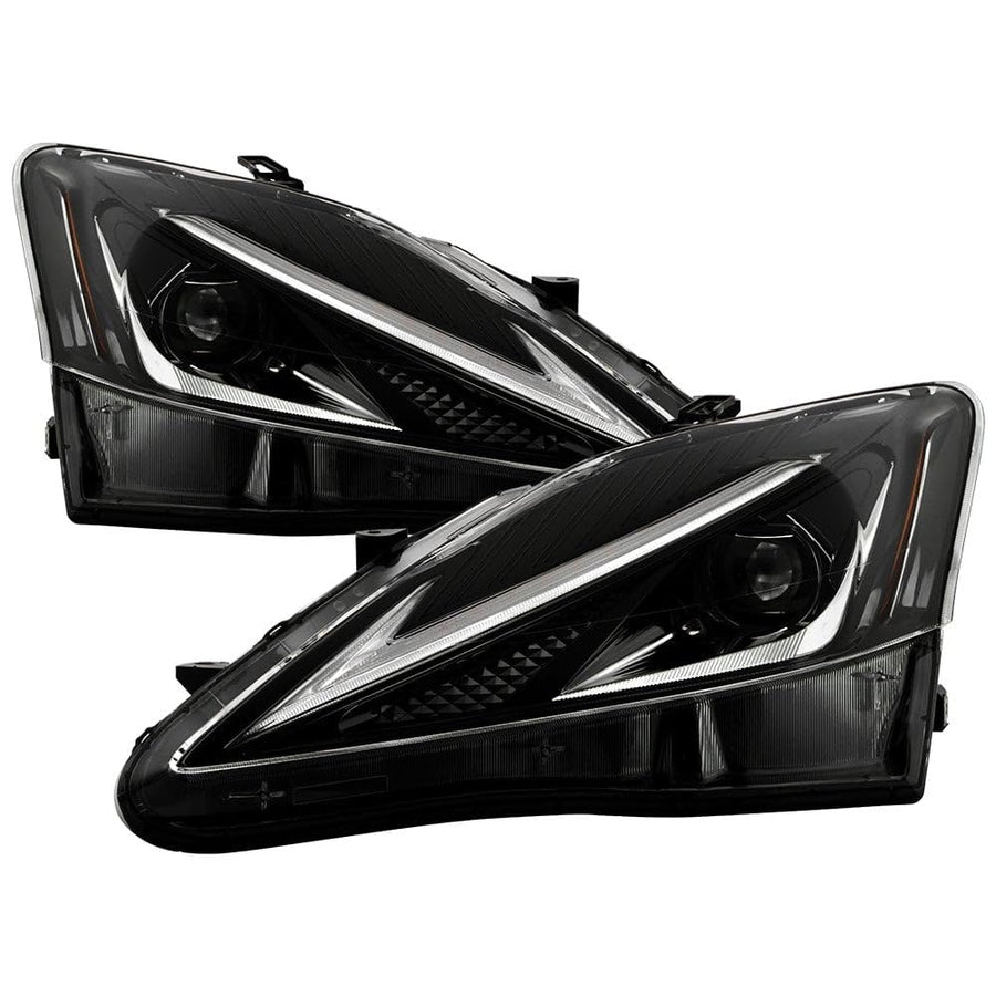Lexus is 250 350 (Fit Halogen) Spyder (xTune) Full LED DRL Projector Headlights - Black