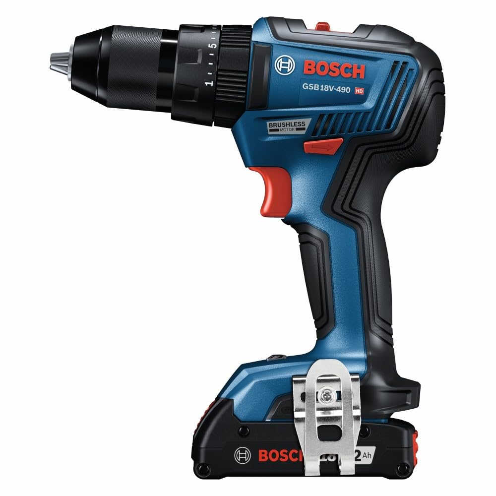 GSB18V-490B12 Bosch 18V EC Brushless 1/2 In. Hammer Drill/Driver Kit with (1) 2 Ah Standard Power Battery