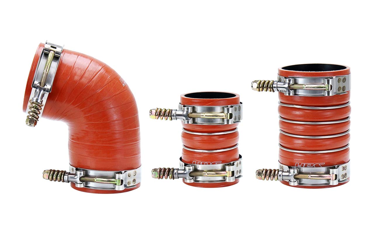 High Temp HPS 57-1573 Orange Aramid Reinforced Silicone Intercooler Turbo Hose Boots Kit with T Bolt Clamps