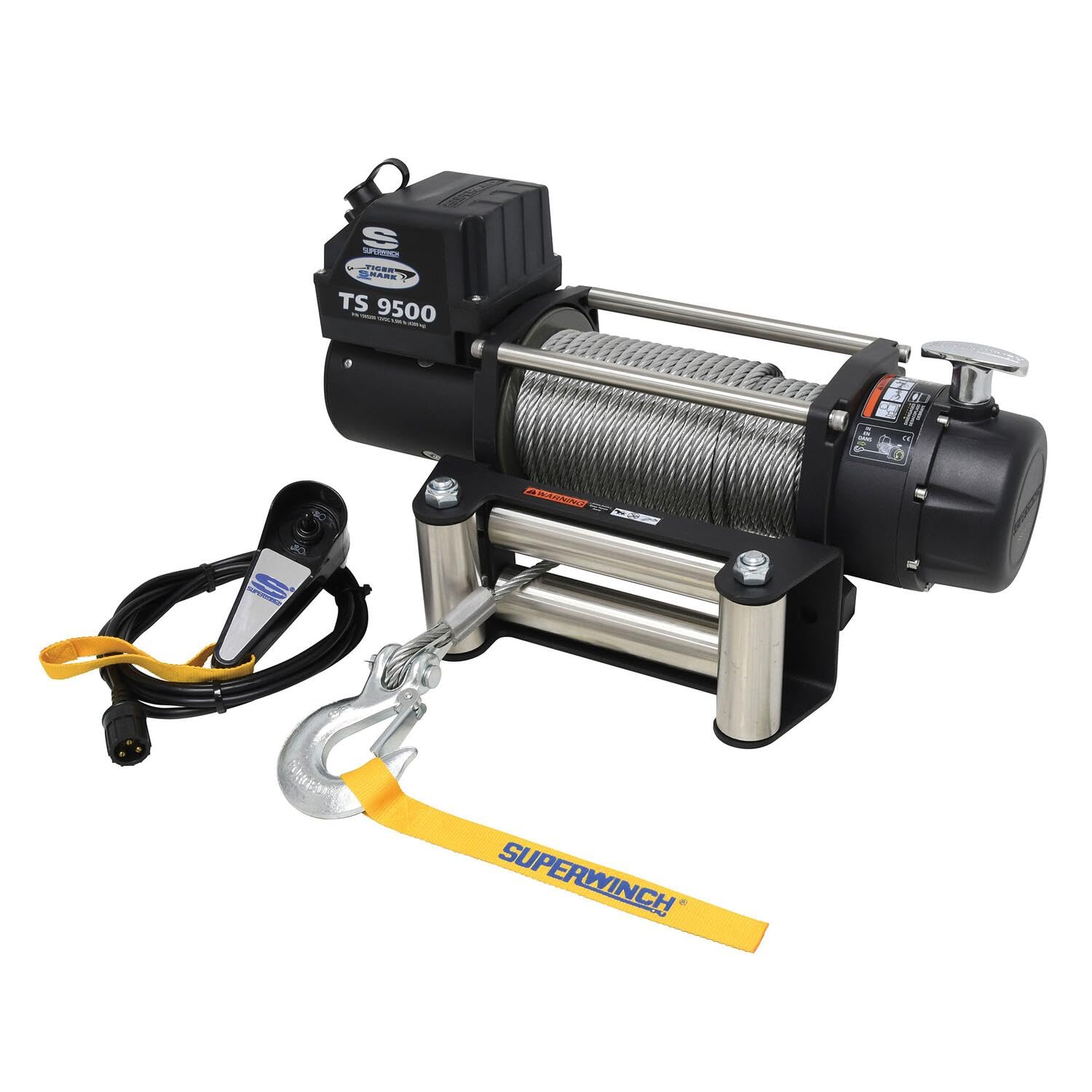 Tiger Shark Superwinch 1595200 9.5, 12 VDC winch, 9,500 lb/4,309 kg capacity with roller fairlead