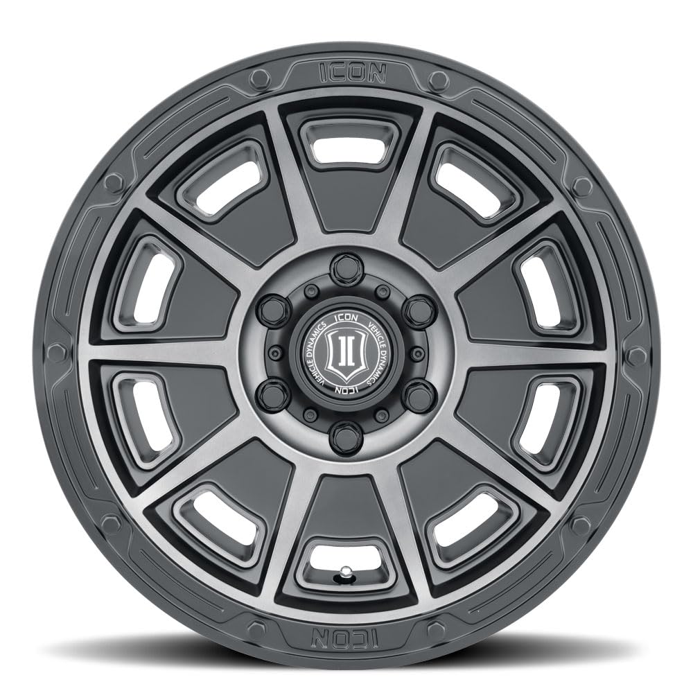 ICON Alloys Victory, 17 x 8.5/6 x 5.5, Smoked Satin Black, 0mm Offset, 4.75" BS, 3017858347SSBT