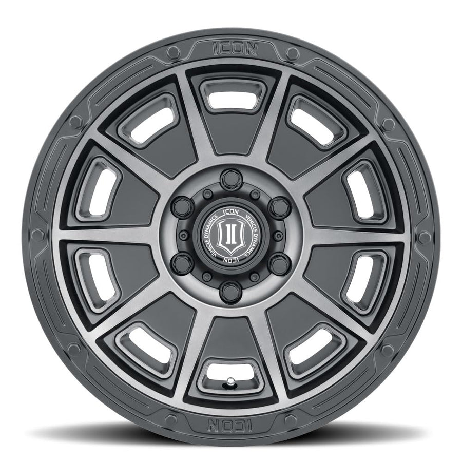 ICON Alloys Victory, 17 x 8.5/6 x 5.5, Smoked Satin Black, 0mm Offset, 4.75" BS, 3017858347SSBT