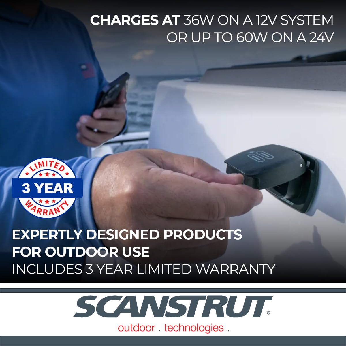 Dual USB-C Charge Socket Scanstrut Flip Pro Max