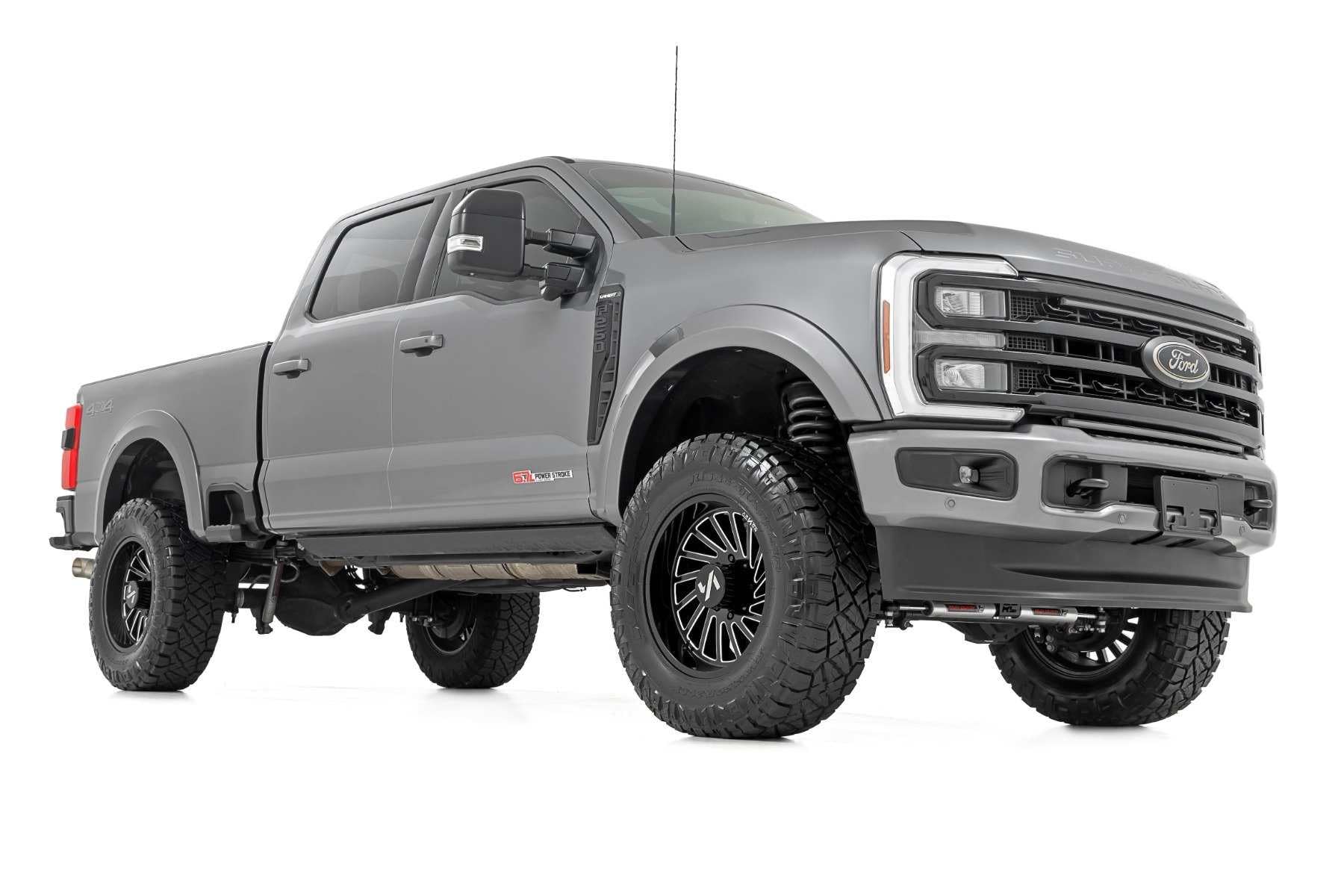 Rough Country Fender Flares Sport for Ford F-250/F-350 Super Duty (2023-2025) - Durable ABS Flares, 1" Coverage, No-Drill Install, UV-Protected Flat Black Finish, Set of 4