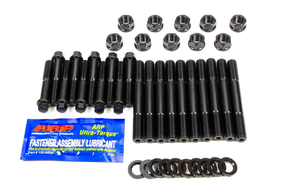ARP Hex Nuts Main Stud Kit, 4-Bolt Mains, Chromoly, Black Oxide, World Products, Iron, Small Block Chevy, Kit