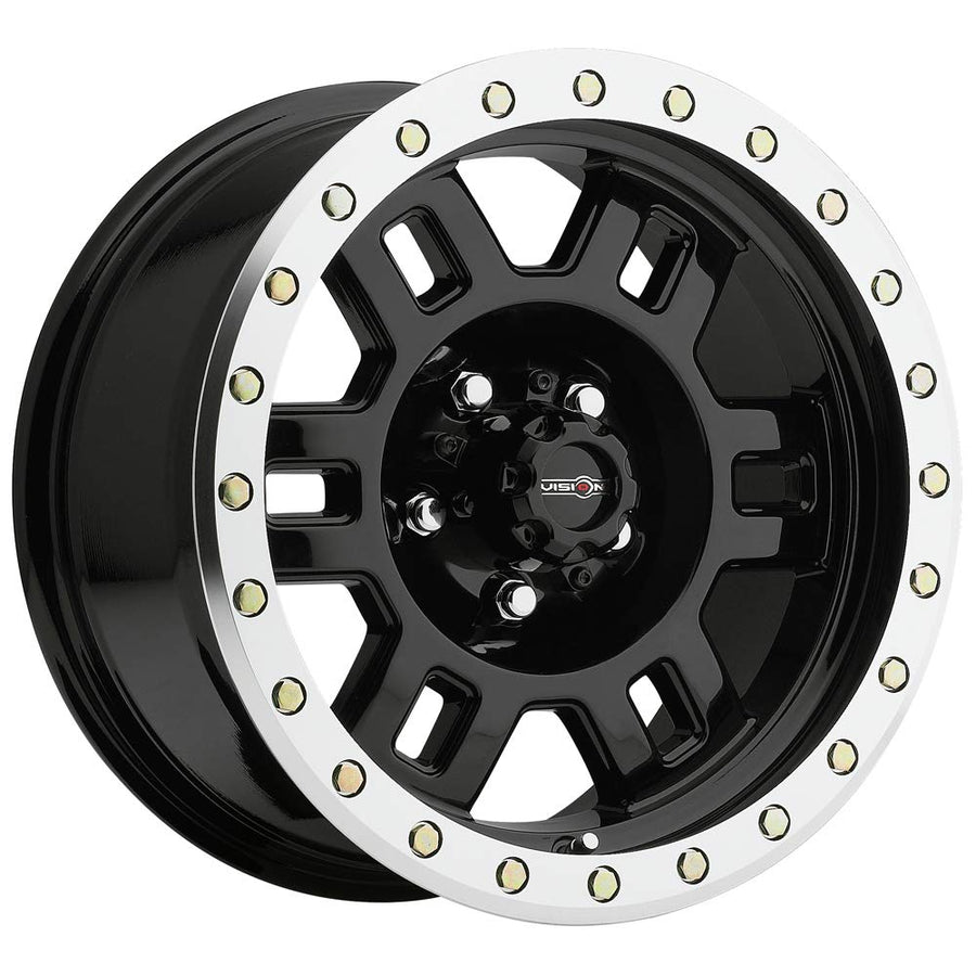 Gloss Black Machined Lip Vision 398 Wheel with Machined Finish (15x8"/5x114.3mm)