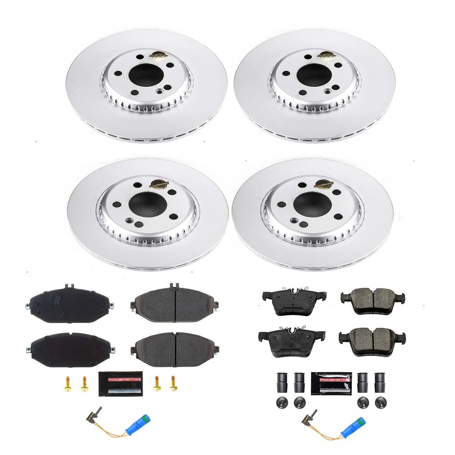 Power Stop Z23 Coated Rotor Kit-CRK8546 Front and Rear Coated Brake Rotors, Carbon Ceramic Pads For Mercedes-Benz C300 2015-2016, Mercedes-Benz C300 2019-2021 [Model Specific]