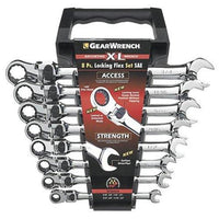 12 Pt. GEARWRENCH XL Locking Flex Head 8 Pc. Ratcheting Combination Wrench Set, SAE - 85798