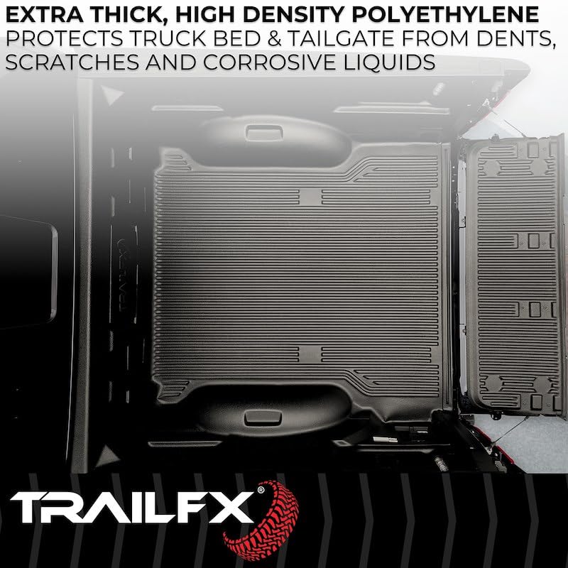 Trailfx F8U99X Bed Liner, Drop-in, Under Rail, Black, High-Density Polyethylene, with Tailgate Liner/Hardware, Fits 1999-2016 Ford F-250/ F-350 Super Duty 8 Feet