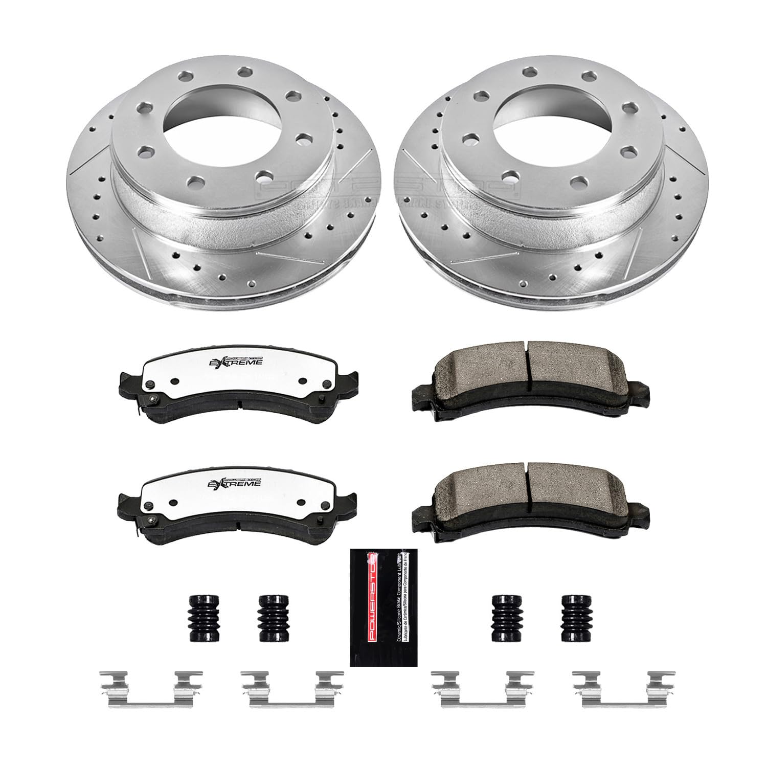 Power Stop Rear K2039-36 Z36 Truck & Tow Brake Kit, Carbon Fiber Ceramic Brake Pads and Drilled/Slotted Brake Rotors For Express 2500, Express 3500, Savana 2500, Savana 3500 [Model Specific]