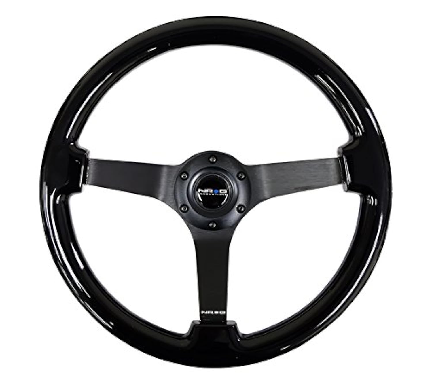 NRG Innovations Reinforced NRG-RST-036BK-BK Steering Wheel - Classic Black Wood Grain Wheel (3" Deep), 350mm, 3 Solid Spoke Center in Black Chrome