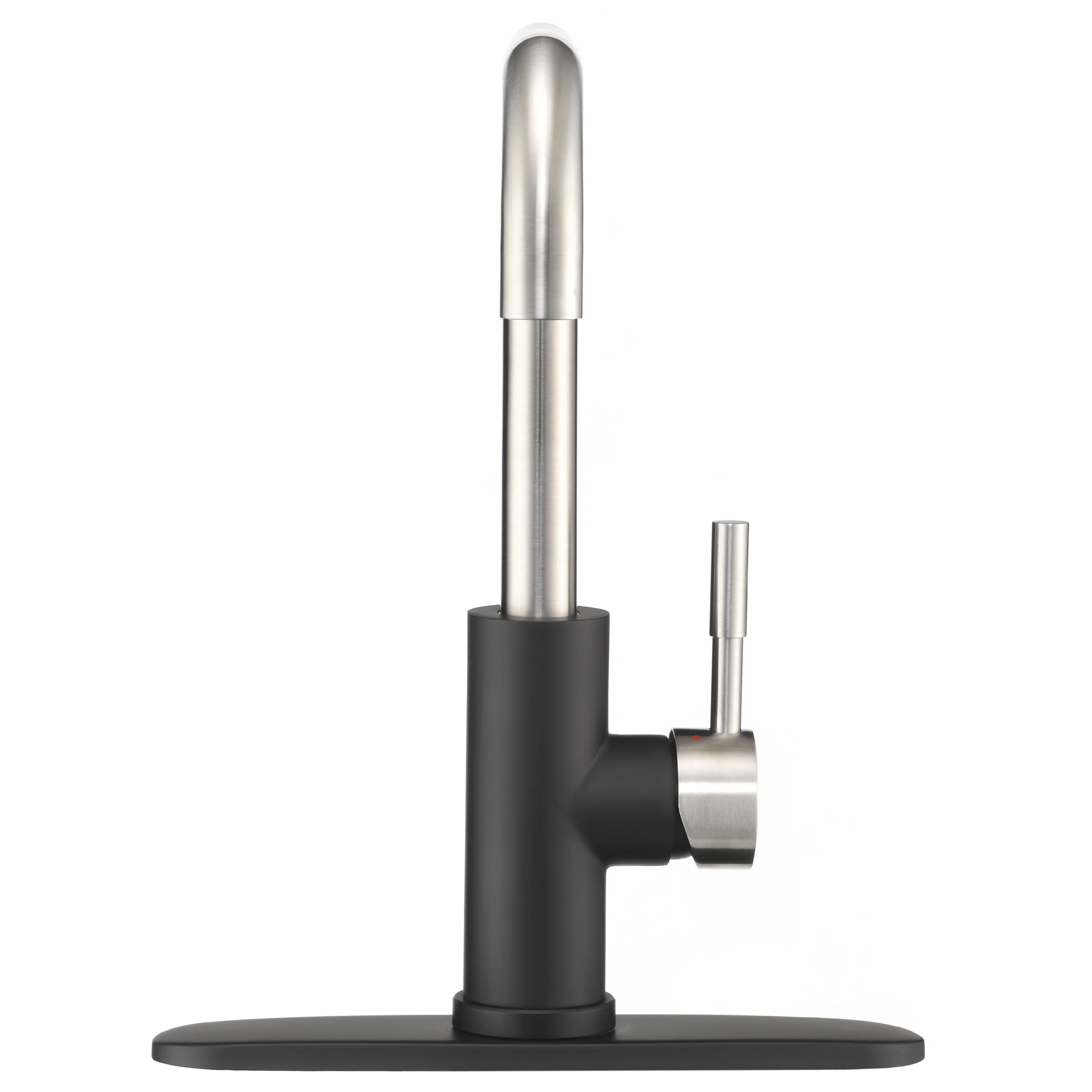 Dura Faucet Squared-Arc RV Single Handle Kitchen Sink Faucet - Optional Deck Plate (Matte Black/Brushed Satin Nickel)