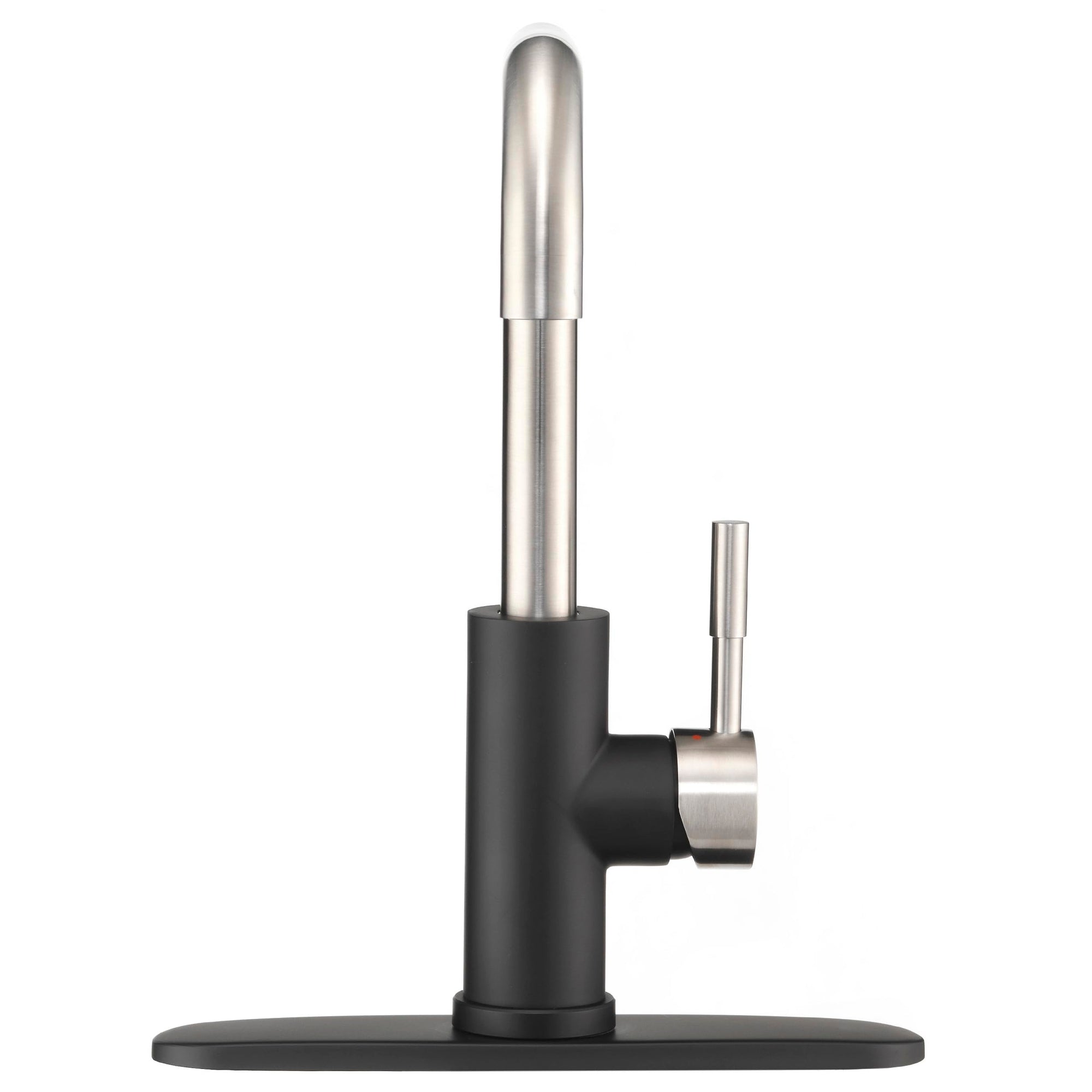 Dura Faucet Squared-Arc RV Single Handle Kitchen Sink Faucet - Optional Deck Plate (Matte Black/Brushed Satin Nickel)
