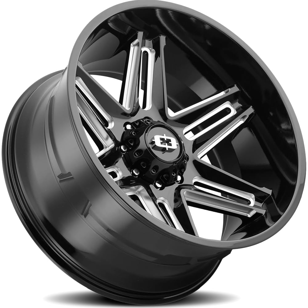 363 Razor Vision 20x10 8x6.5" -25mm Black/Milled Wheel Rim 20" Inch