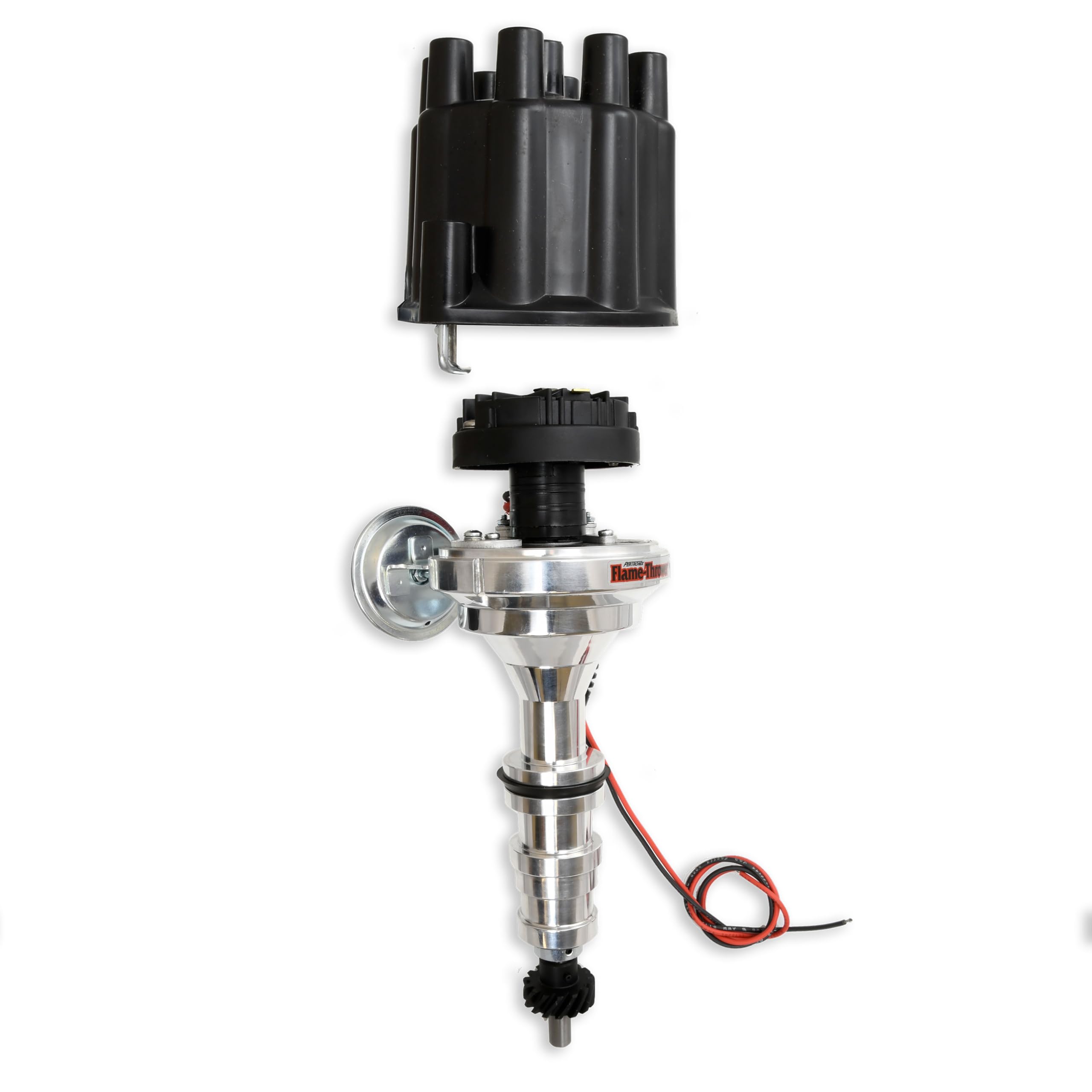 Pertronix D133700 Flame-Thrower Vacuum Advance Plug and Play Black Cap Billet Electronic Distributor with Ignitor II Technology for Ford FE 352-428