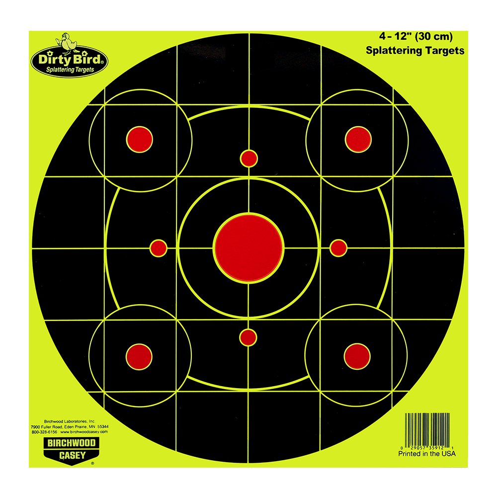 Birchwood Casey Chartreuse Dirty Bird Bull's-Eye Target (Per 25), 12-Inch