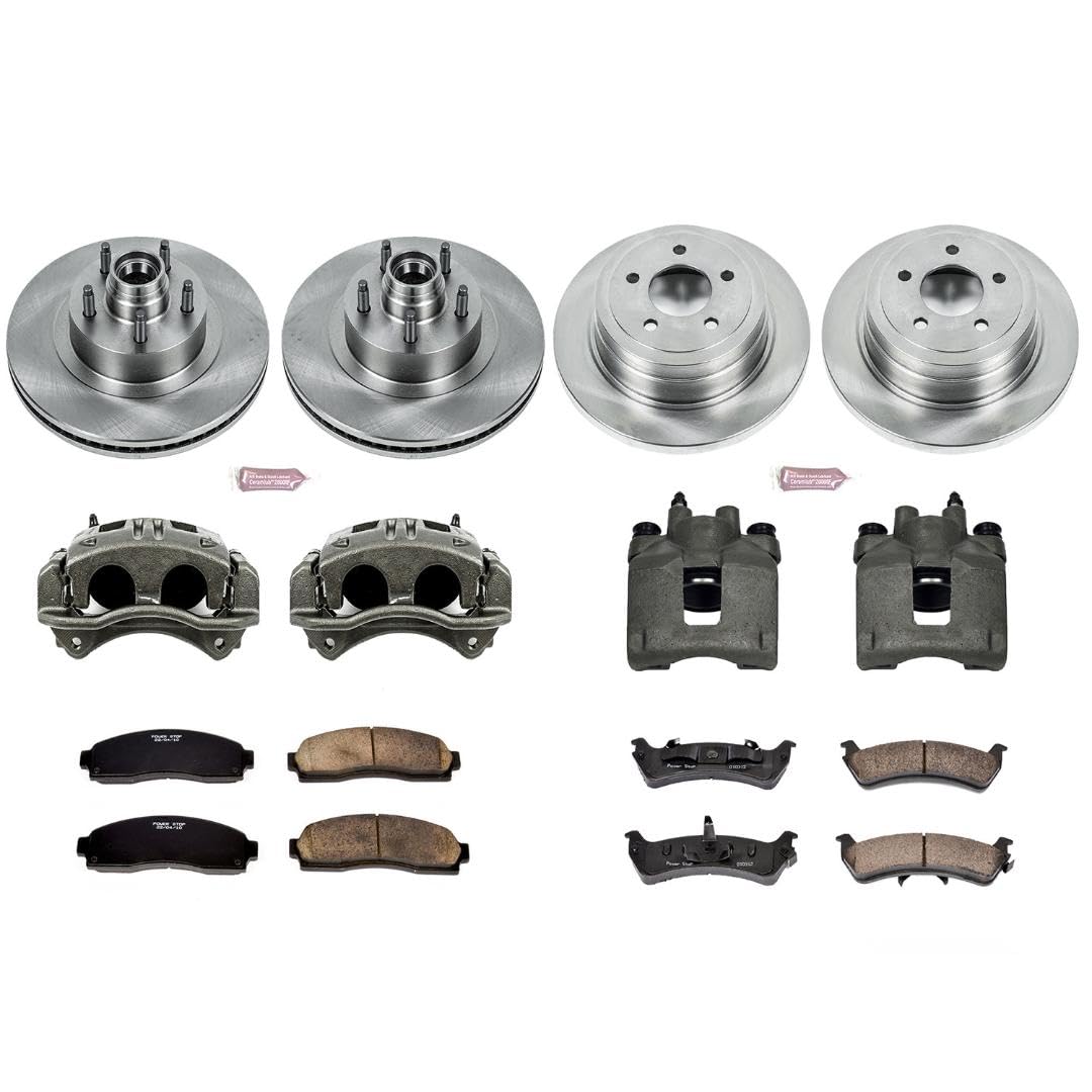 Power Stop KCOE1921 Replacement Autospeciality Front and Rear Caliper Kit- OE Rotors, Ceramic Brake Pads, Calipers For Ford Explorer Sport 2003 [Model Specific]