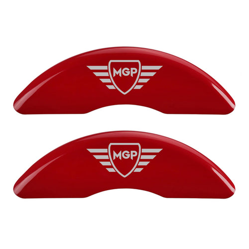 Brake Caliper Covers MGP for Tesla Model S 2012-2020 (Fits 19”+ Wheels - Requires Mando Rear Brake) Red Powder Coated Finish, Engraved Silver MGP Logo, Aluminum Caliper Covers (Set of 4)