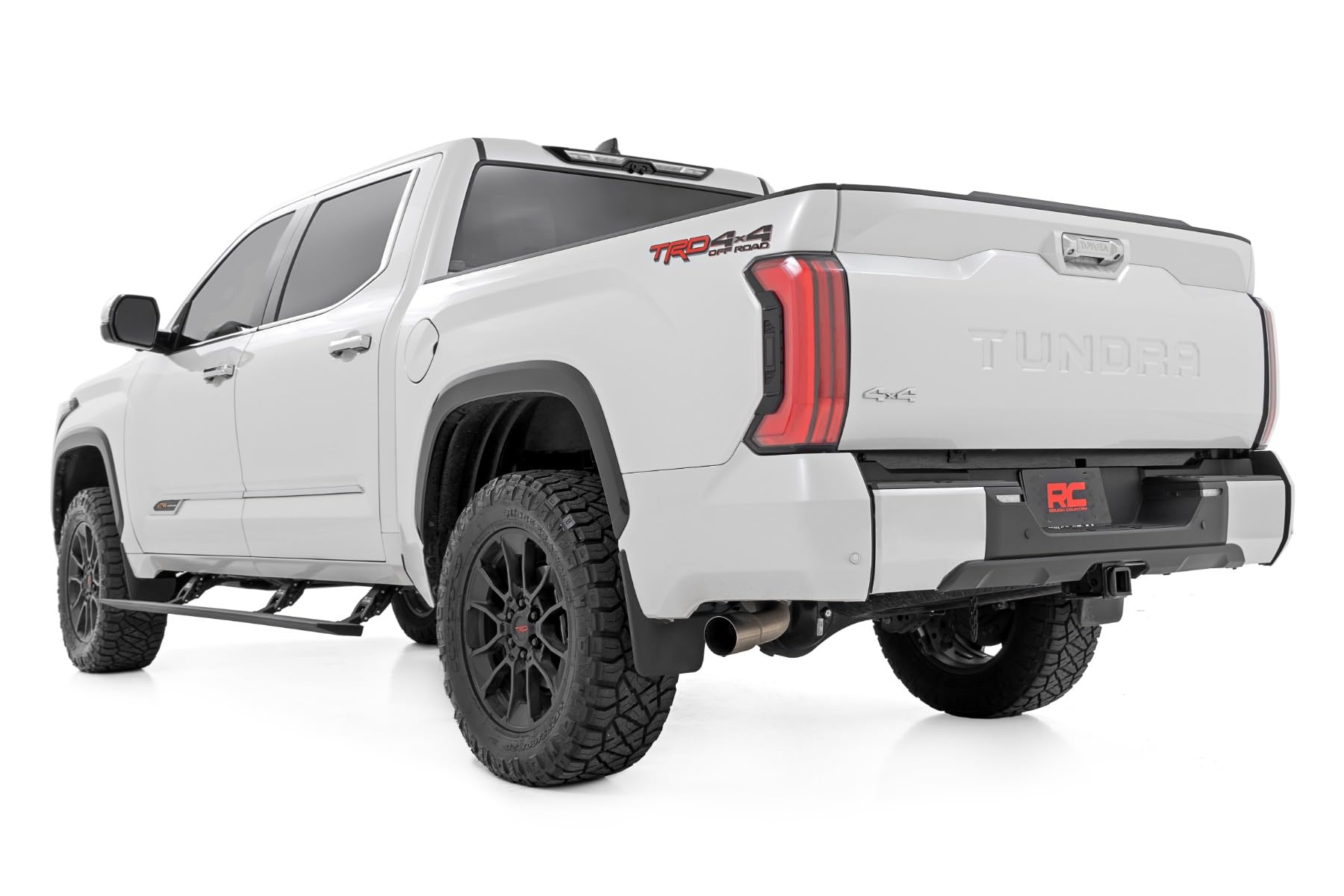 Power Running Boards Rough Country for Toyota Tundra (2022-2026) CrewMax - Dual-Motor Electric Retractable Side Steps with LED Truck Step Lights