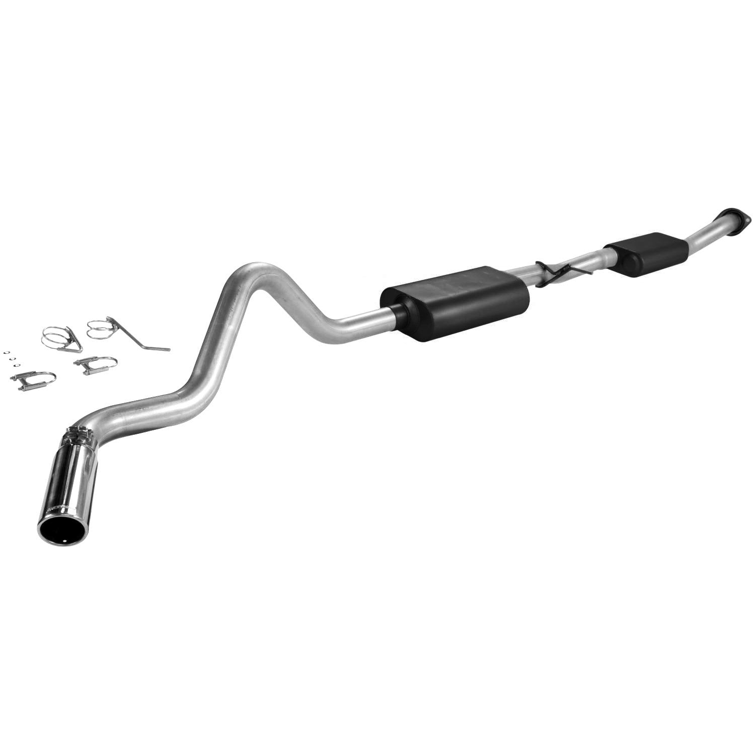 Flowmaster Force II 17362 Cat-Back Exhaust Kit 3 Inch Aluminized Steel 3.5 Inch Polished Stainless Tip Compatible with 1999-2007 Classic Body Chevy GMC 1500 4.3L 4.8L 5.3L 2/4WD Extended Cab Short Bed