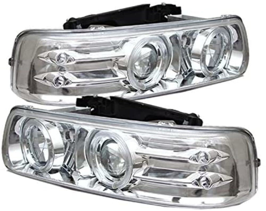 LED Halo Spyder Auto Projector Headlights Chrome/Clear 5009609