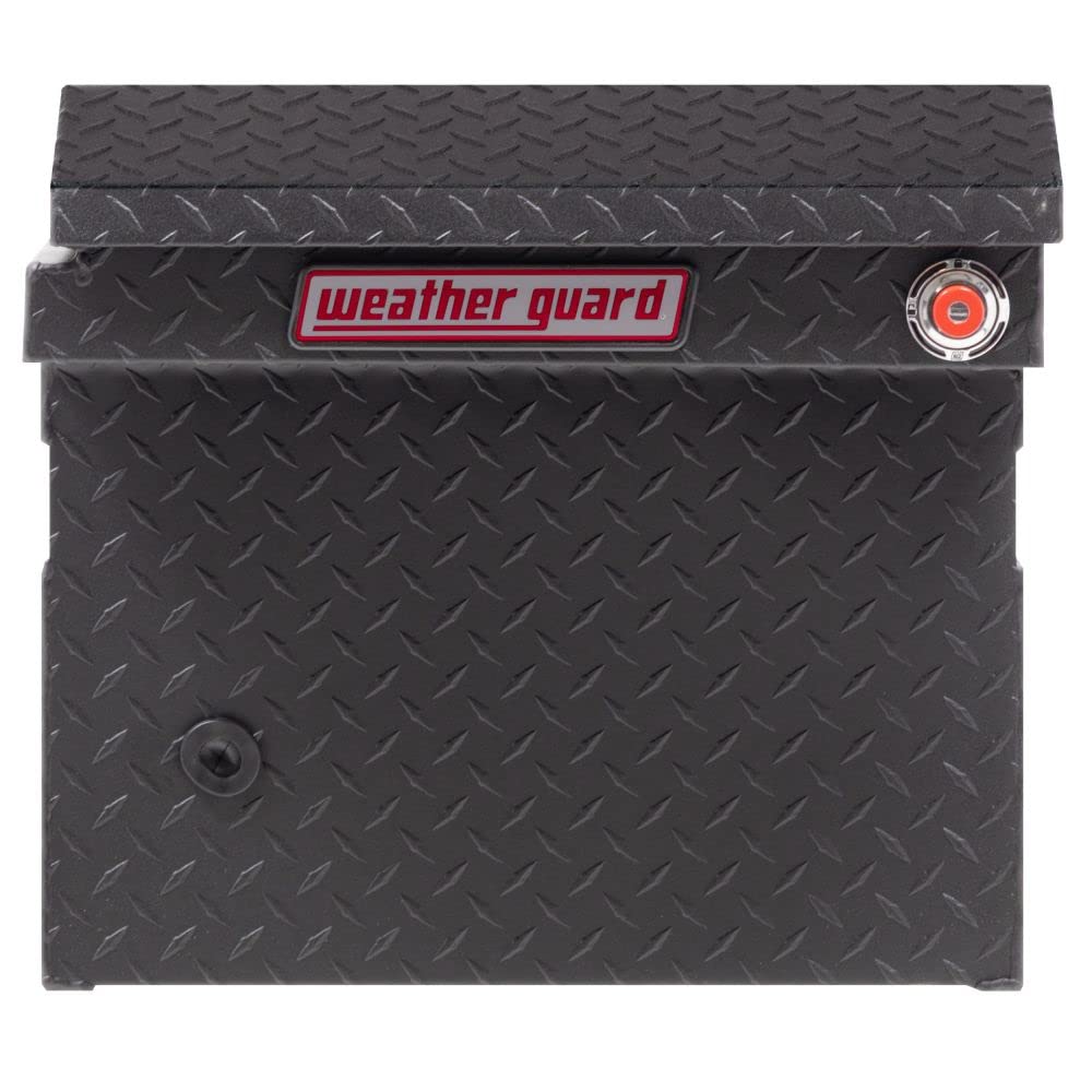Weather Guard Low Profile Saddle Truck Tool Box Aluminum Textured Matte Black 10.2 Cu Ft