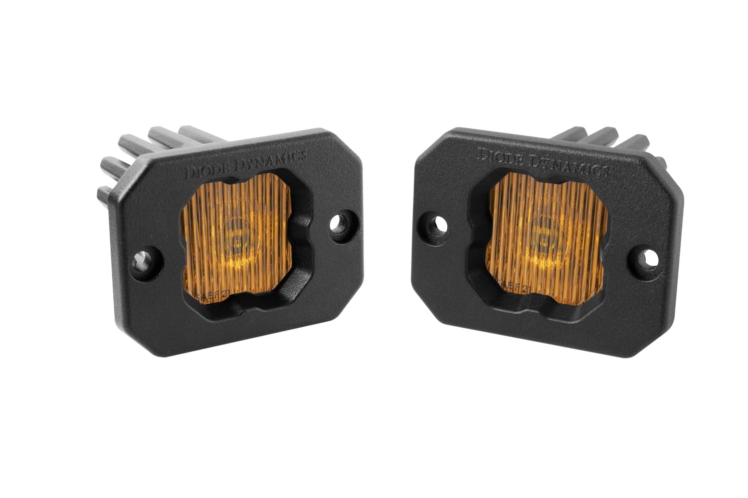 Diode Dynamics Yellow SSC1 SAE/DOT Fog Flush Mount LED Pod (pair), Fog w/Amber Backlight SAE