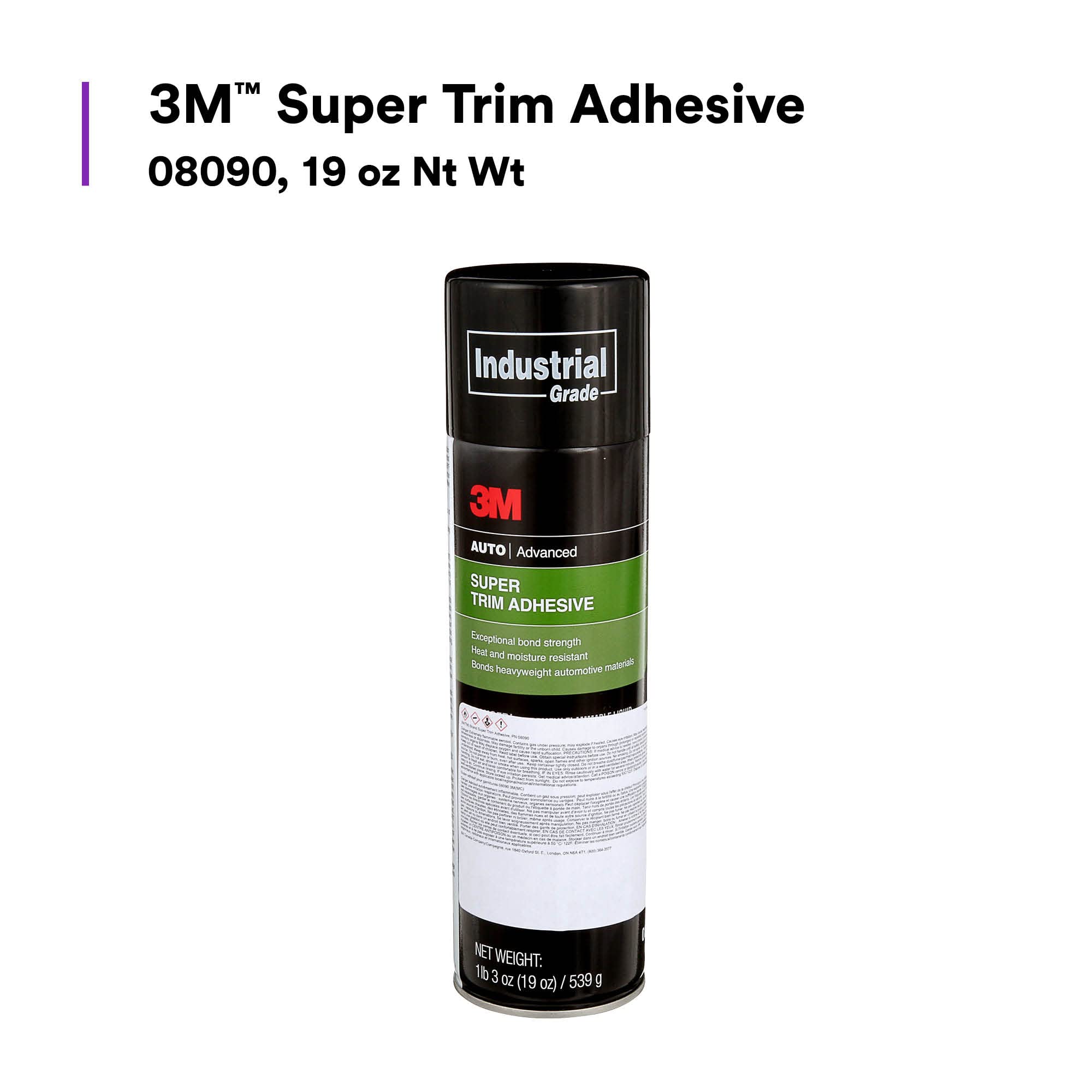 3M Super Trim Adhesive 08090, Lightweight, Clear Color, Long Bonding, Easy To Apply, 19 oz