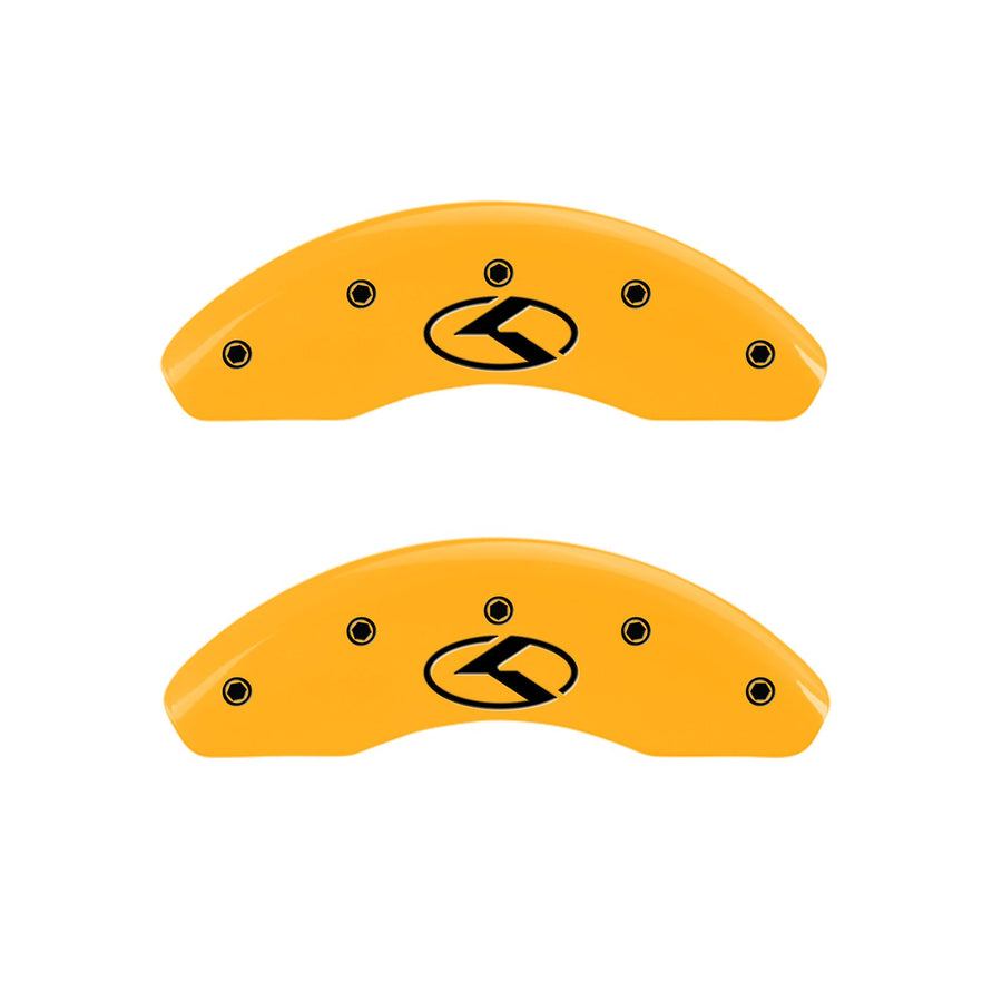 MGP Caliper Covers Yellow 21177SCRKYL Cover (Set of 4, Engraved Front and Rear: Circle K/Kia, Yellow powder coat finish, black characters)