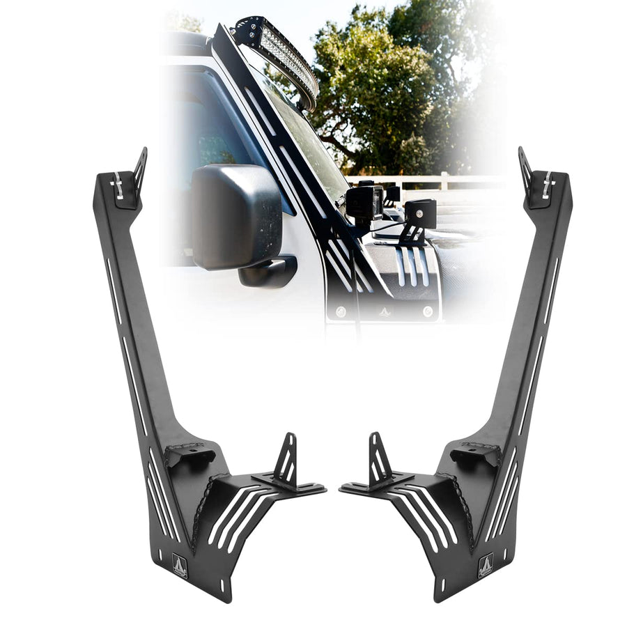 Light Bar Mounting Brackets NIXON OFFROAD Heavy Duty Steel Front Windshield Frame A-Pillar Fit for 2018-2026 Jeep Wrangler JL/JLU & 2019-2026 Jeep Gladiator JT W