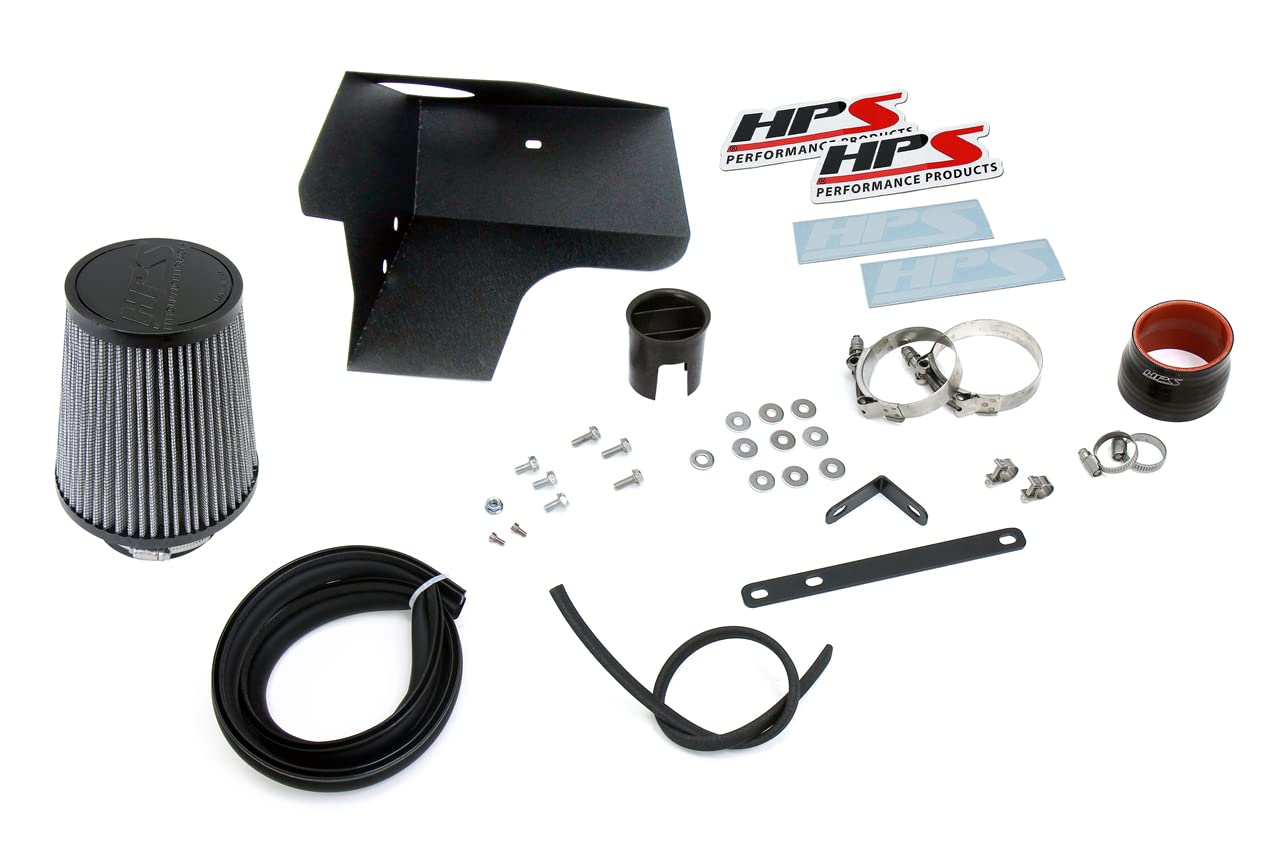 827-694P HPS Performance Polish Shortram Air Intake Kit with Heat Shield Cool Ram, 1 Pack