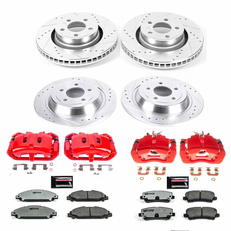Power Stop Z26 KC6808-26, Front and Rear Caliper Kit-Brake Rotors, Carbon Ceramic Brake Pads, Calipers For Ford Mustang 2015-2019 [Model Specific]