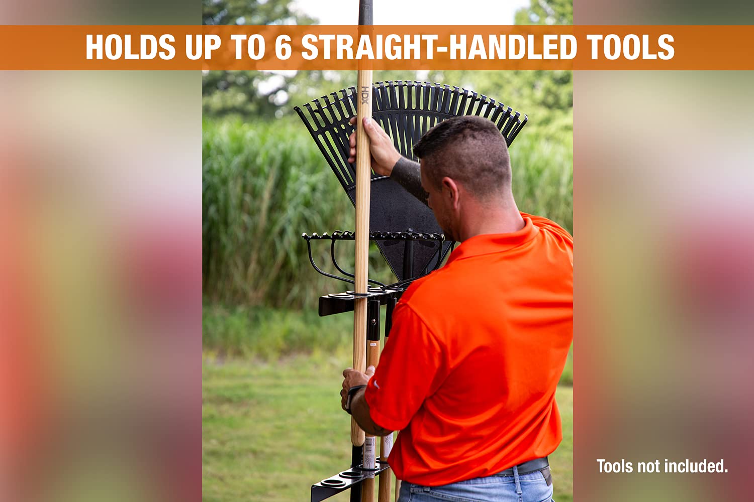 Buyers Products LT35 Hand Tool Rack Vertical for Open Landscaping Truck Trailers, 6 Tools for Shovels, Rakes, Hoes, Made In The USA, Lawn Care Equipment, Landscaping Tools