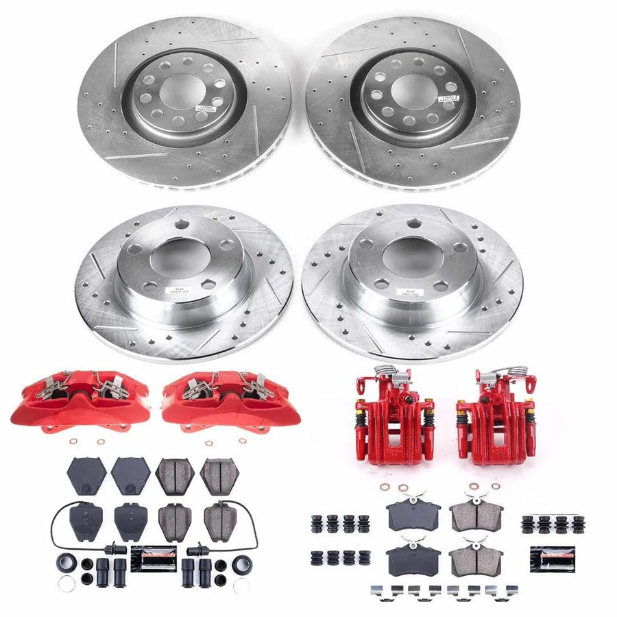 Power Stop Z23 KC889 Front and Rear Brake Caliper Kit-Brake Rotors, Carbon Ceramic Brake Pads, Calipers For Audi Allroad Quattro 2001-2005 [Model Specific]