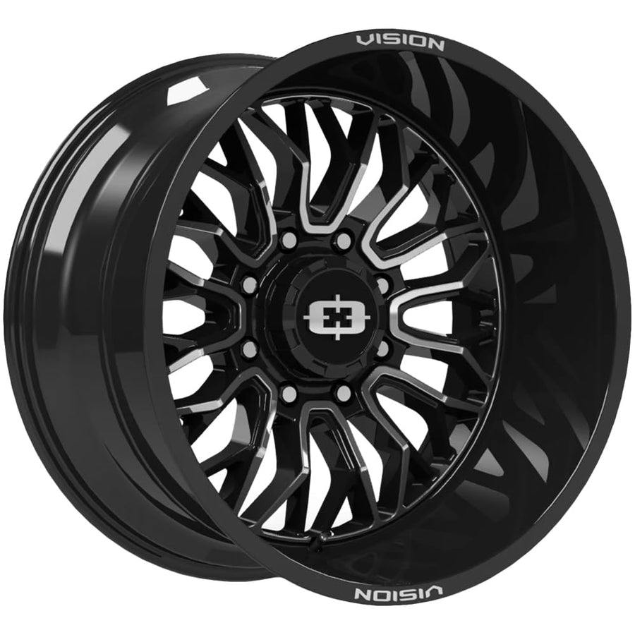 402 RIOT Vision Custom Wheel - 22x12, -51 Offset, 8x170 Bolt Pattern, 125.2mm Hub - Gloss Black with Machined Face Rim