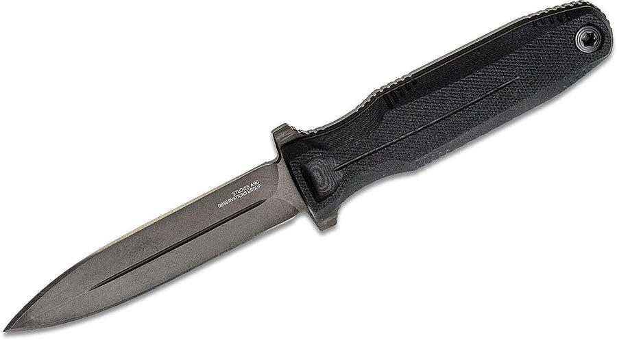 SOG Pentagon FX Full-Sized Professional Hard-Use Fixed Blade Knife for Tactical Needs | CYRO S35VN Full-Tang Steel Blade, Blackout