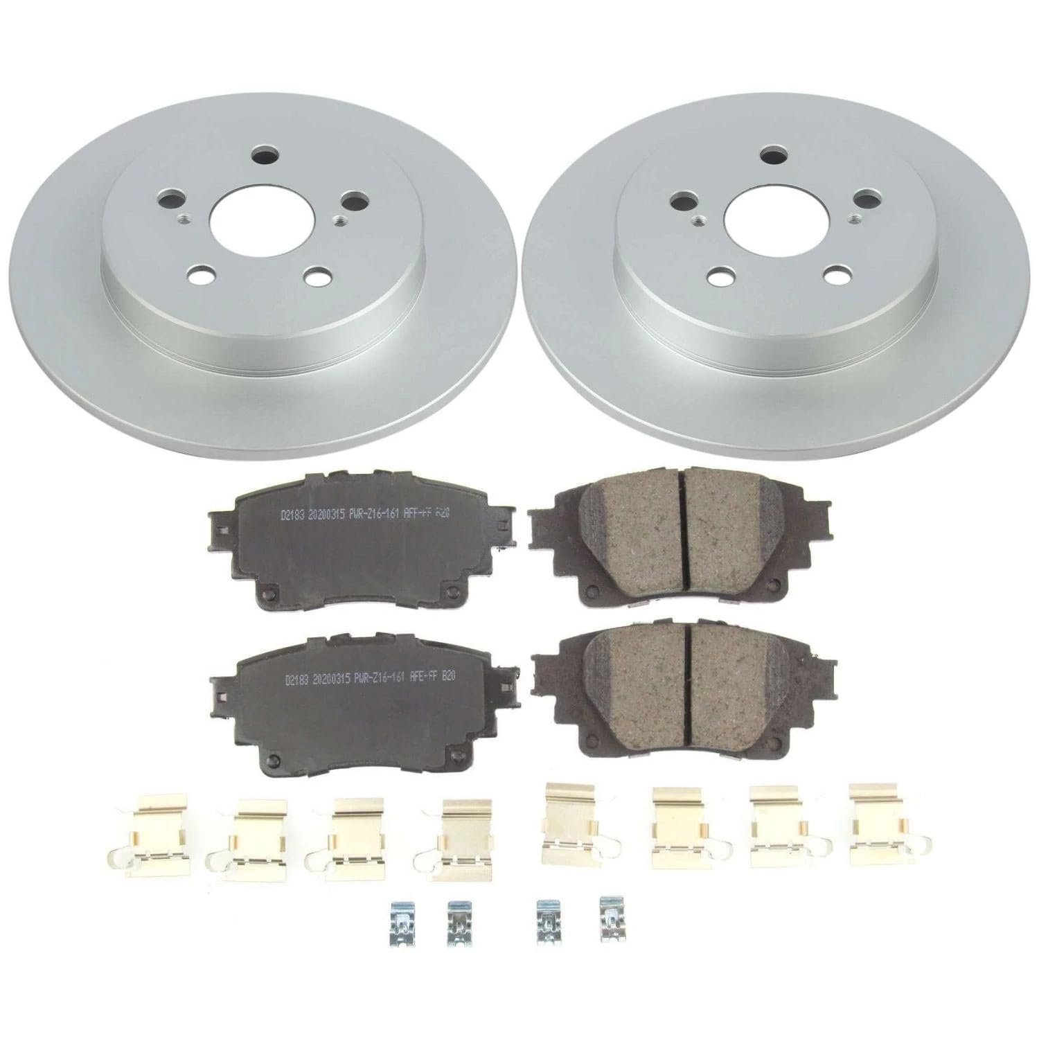 Power Stop Z17 CRK8336 Rear Coated Rotor Kit-Coated Brake Rotors, Ceramic Brake Pads For Toyota Corolla 2019-2022 [Model Specific]