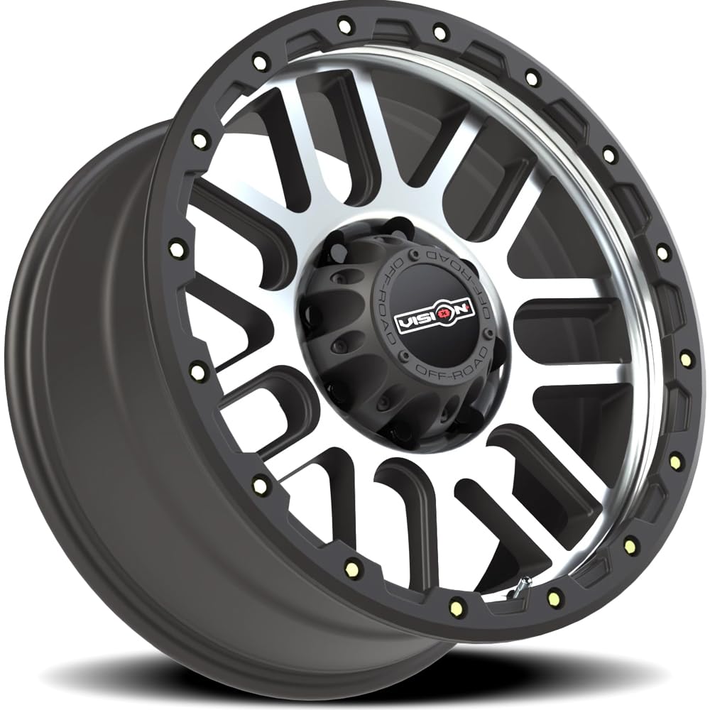 Black VISION OFF-ROAD NEMESIS Wheel with Matte MACHINED FACE (0 x 9. inches /8 x 180 mm, 10 mm Offset)