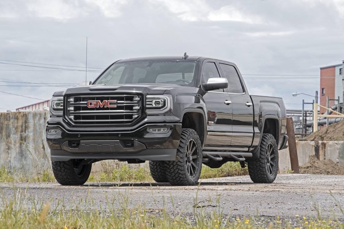 Rough Country 3.5" Lift Kit with Coilovers/V2 Vertex Rear Shocks for Chevy Silverado & GMC Sierra 1500 (2007-2016) - Silver Control Arms