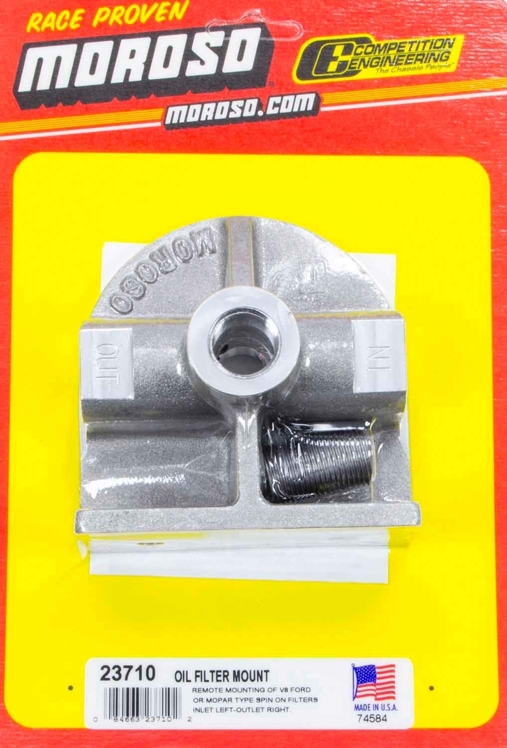Moroso Remote Oil Filter Mount 23710, Cast Aluminum, Fits Early Ford/Chrysler Filters