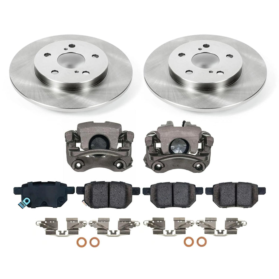 Rear POWERSTOP Stock Replacement Brake Pads and Rotors Kit with Calipers For Scion xB 2008-2015 [Vehicle Specific]
