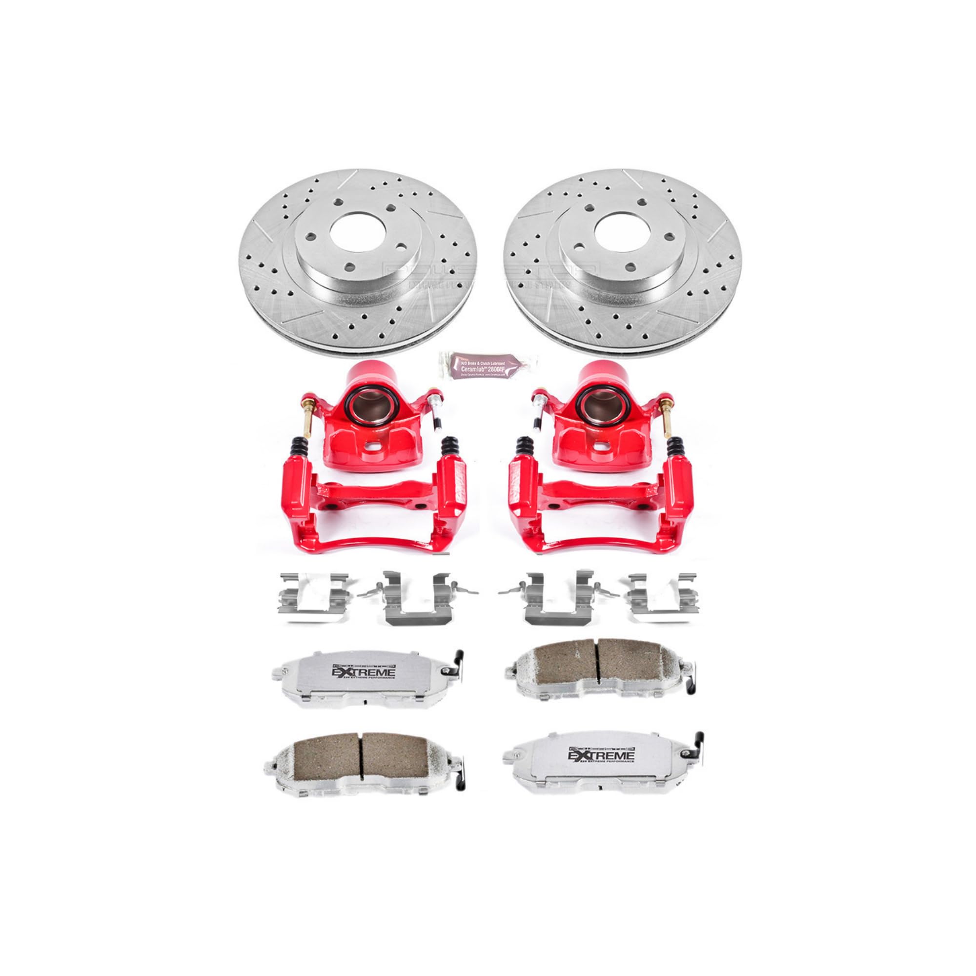 Power Stop Front KC2282-26 Z26 Street Warrior Brake Kit Infiniti Nissan For INFINITI I35 2002-2004, Nissan Altima 2002-2006, Nissan Maxima 2002-2003 [Model Specific]